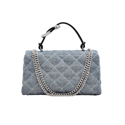 THE QUILTED DENIM DUAL CONVERTIBLE SHOULDER BAG